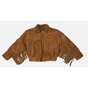 VINTAGE YOUTH’S SUEDE FRINGE COAT ,QUILTED  SIZE 10